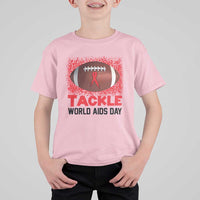 Tackle World AIDS Day T Shirt For Kid Football HIV Awareness Red Ribbon - Wonder Print Shop