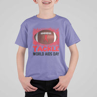 Tackle World AIDS Day T Shirt For Kid Football HIV Awareness Red Ribbon - Wonder Print Shop