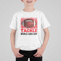 Tackle World AIDS Day T Shirt For Kid Football HIV Awareness Red Ribbon - Wonder Print Shop