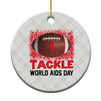 Tackle World AIDS Day Ceramic Ornament Football HIV Awareness Red Ribbon - Wonder Print Shop