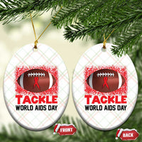 Tackle World AIDS Day Ceramic Ornament Football HIV Awareness Red Ribbon - Wonder Print Shop