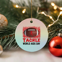 Tackle World AIDS Day Ceramic Ornament Football HIV Awareness Red Ribbon - Wonder Print Shop