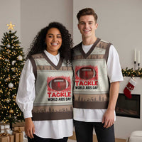 Tackle World AIDS Day V-Neck Knit Sweater Vest Football HIV Awareness Red Ribbon - Wonder Print Shop