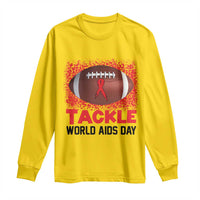 Tackle World AIDS Day Long Sleeve Shirt Football HIV Awareness Red Ribbon - Wonder Print Shop