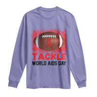 Tackle World AIDS Day Long Sleeve Shirt Football HIV Awareness Red Ribbon - Wonder Print Shop