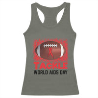 Tackle World AIDS Day Racerback Tank Top Football HIV Awareness Red Ribbon - Wonder Print Shop