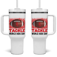 Tackle World AIDS Day Tumbler With Handle Football HIV Awareness Red Ribbon - Wonder Print Shop