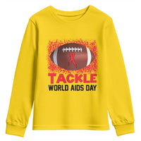 Tackle World AIDS Day Youth Sweatshirt Football HIV Awareness Red Ribbon - Wonder Print Shop