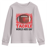Tackle World AIDS Day Youth Sweatshirt Football HIV Awareness Red Ribbon - Wonder Print Shop