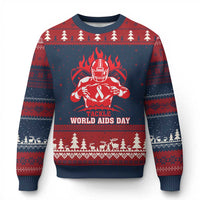 AIDS Awareness Ugly Christmas Sweater Ribbon HIV Tackle Football Gift - Wonder Print Shop