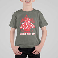 AIDS Awareness T Shirt For Kid Ribbon HIV Tackle Football Gift - Wonder Print Shop