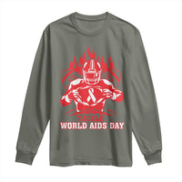 AIDS Awareness Long Sleeve Shirt Ribbon HIV Tackle Football Gift - Wonder Print Shop