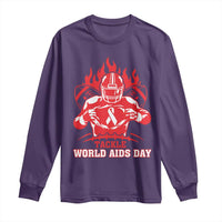 AIDS Awareness Long Sleeve Shirt Ribbon HIV Tackle Football Gift - Wonder Print Shop