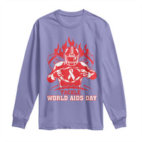 AIDS Awareness Long Sleeve Shirt Ribbon HIV Tackle Football Gift - Wonder Print Shop