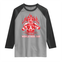 AIDS Awareness Raglan Shirt Ribbon HIV Tackle Football Gift - Wonder Print Shop