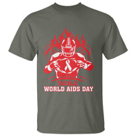 AIDS Awareness T Shirt Ribbon HIV Tackle Football Gift - Wonder Print Shop