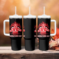 AIDS Awareness Tumbler With Handle Ribbon HIV Tackle Football Gift - Wonder Print Shop