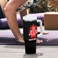 AIDS Awareness Tumbler With Handle Ribbon HIV Tackle Football Gift - Wonder Print Shop