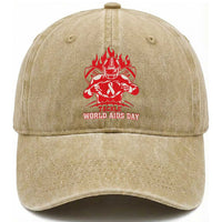 AIDS Awareness Washed Cotton Baseball Cap Ribbon HIV Tackle Football Gift