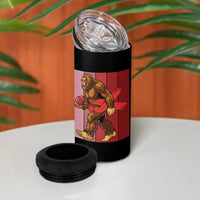 Funny Bigfoot Football HIV Awareness 4 in 1 Can Cooler Tumbler Red Ribbon Retro Vintage Style Gift - Wonder Print Shop