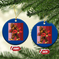 Funny Bigfoot Football HIV Awareness Ceramic Ornament Red Ribbon Retro Vintage Style Gift - Wonder Print Shop