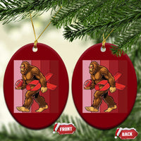 Funny Bigfoot Football HIV Awareness Ceramic Ornament Red Ribbon Retro Vintage Style Gift - Wonder Print Shop
