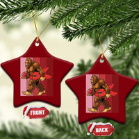 Funny Bigfoot Football HIV Awareness Ceramic Ornament Red Ribbon Retro Vintage Style Gift - Wonder Print Shop