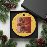 Funny Bigfoot Football HIV Awareness Ceramic Ornament Red Ribbon Retro Vintage Style Gift - Wonder Print Shop