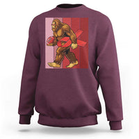 Funny Bigfoot Football HIV Awareness Sweatshirt Red Ribbon Retro Vintage Style Gift - Wonder Print Shop