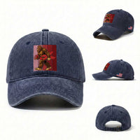 Funny Bigfoot Football HIV Awareness Washed Cotton Baseball Cap Red Ribbon Retro Vintage Style Gift