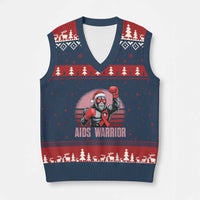 Xmas Santa Bigfoot HIV Awareness V-Neck Knit Sweater Vest Retro Vintage Style Gift - Wonder Print Shop