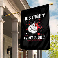 His Fight Is My Fight HIV Warrior Garden Flag Red Ribbon Boxing Gift - Wonder Print Shop