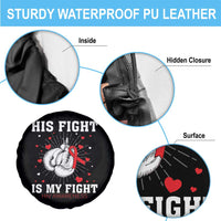 His Fight Is My Fight HIV Warrior Spare Tire Cover Red Ribbon Boxing Gift - Wonder Print Shop