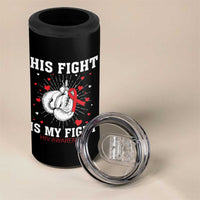 His Fight Is My Fight HIV Warrior 4 in 1 Can Cooler Tumbler Red Ribbon Boxing Gift - Wonder Print Shop