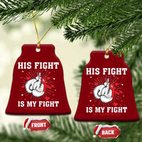 His Fight Is My Fight HIV Warrior Ceramic Ornament Red Ribbon Boxing Gift - Wonder Print Shop