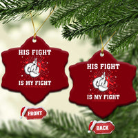 His Fight Is My Fight HIV Warrior Ceramic Ornament Red Ribbon Boxing Gift - Wonder Print Shop