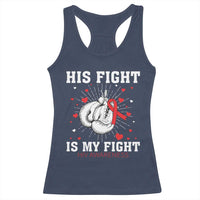 His Fight Is My Fight HIV Warrior Racerback Tank Top Red Ribbon Boxing Gift - Wonder Print Shop