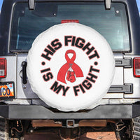 HIV Warrior His Fight Is My Fight Spare Tire Cover Red Ribbon Boxing Gift - Wonder Print Shop