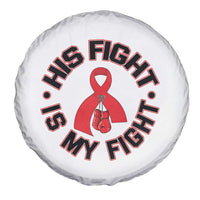 HIV Warrior His Fight Is My Fight Spare Tire Cover Red Ribbon Boxing Gift - Wonder Print Shop