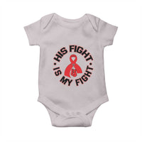 HIV Warrior His Fight Is My Fight Baby Onesie Red Ribbon Boxing Gift - Wonder Print Shop