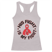 HIV Warrior His Fight Is My Fight Racerback Tank Top Red Ribbon Boxing Gift - Wonder Print Shop