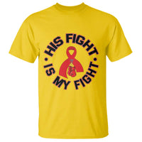 HIV Warrior His Fight Is My Fight T Shirt Red Ribbon Boxing Gift - Wonder Print Shop
