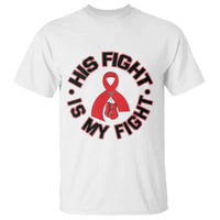 HIV Warrior His Fight Is My Fight T Shirt Red Ribbon Boxing Gift - Wonder Print Shop