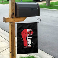 His Fight Is My Fight Garden Flag Red Ribbon HIV Awareness Boxing Gift - Wonder Print Shop
