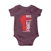 His Fight Is My Fight Baby Onesie Red Ribbon HIV Awareness Boxing Gift - Wonder Print Shop