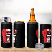 His Fight Is My Fight 4 in 1 Can Cooler Tumbler Red Ribbon HIV Awareness Boxing Gift - Wonder Print Shop