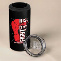 His Fight Is My Fight 4 in 1 Can Cooler Tumbler Red Ribbon HIV Awareness Boxing Gift - Wonder Print Shop