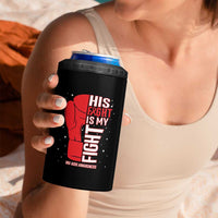 His Fight Is My Fight 4 in 1 Can Cooler Tumbler Red Ribbon HIV Awareness Boxing Gift - Wonder Print Shop
