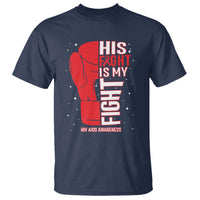 His Fight Is My Fight T Shirt Red Ribbon HIV Awareness Boxing Gift - Wonder Print Shop