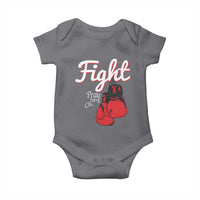 Fight Pray For A Cure Baby Onesie Red Ribbon HIV Awareness Boxing Gift - Wonder Print Shop